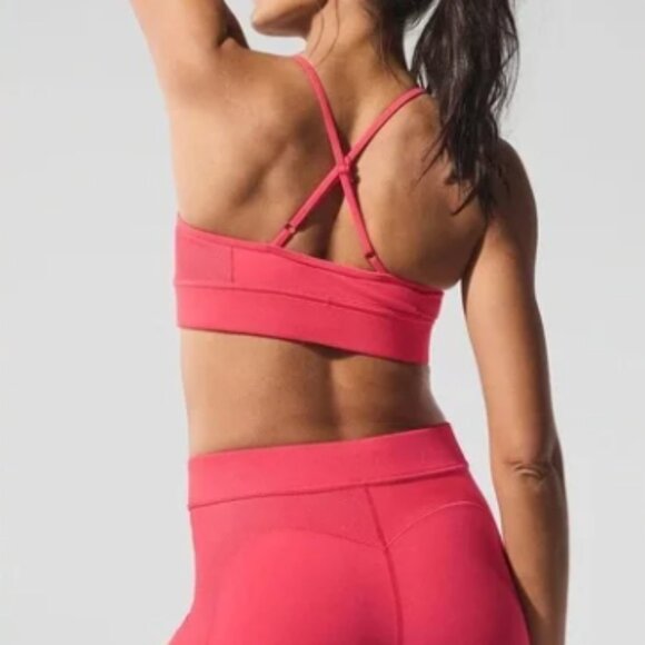 Alo Alosoft High-Waist 7/8 Relay Legging & Bra Set - Candy Red/White - Picture 5 of 8